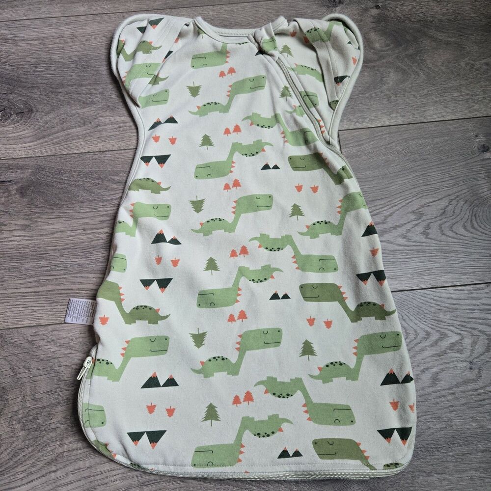Knirose Dino Print Baby Sleep Sack 95% Cotton Size Small Wearable Blanket Green